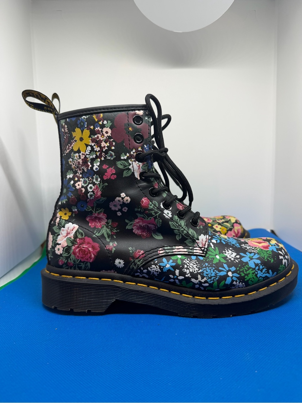 Dr. Martens Floral Lace-Up Combat Boots - Black Multi - Picture 2 of 5